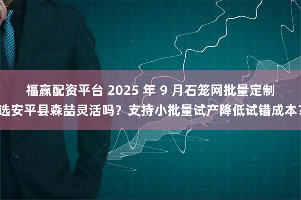 福赢配资平台 2025 年 9 月石笼网批量定制选安平县森喆灵活吗？支持小批量试产降低试错成本？